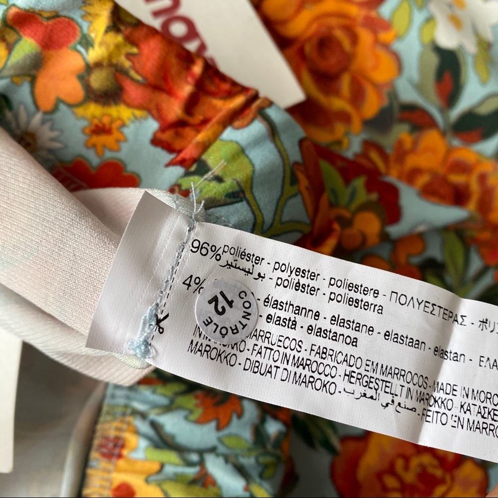 🌼 ZARA BOHO BLUE ORANGE FLORAL HIGH WAIST PANTS/LEGGINGS! - Picture 10 of 13